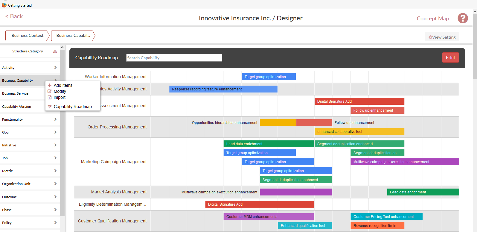 Business Capability Map Template