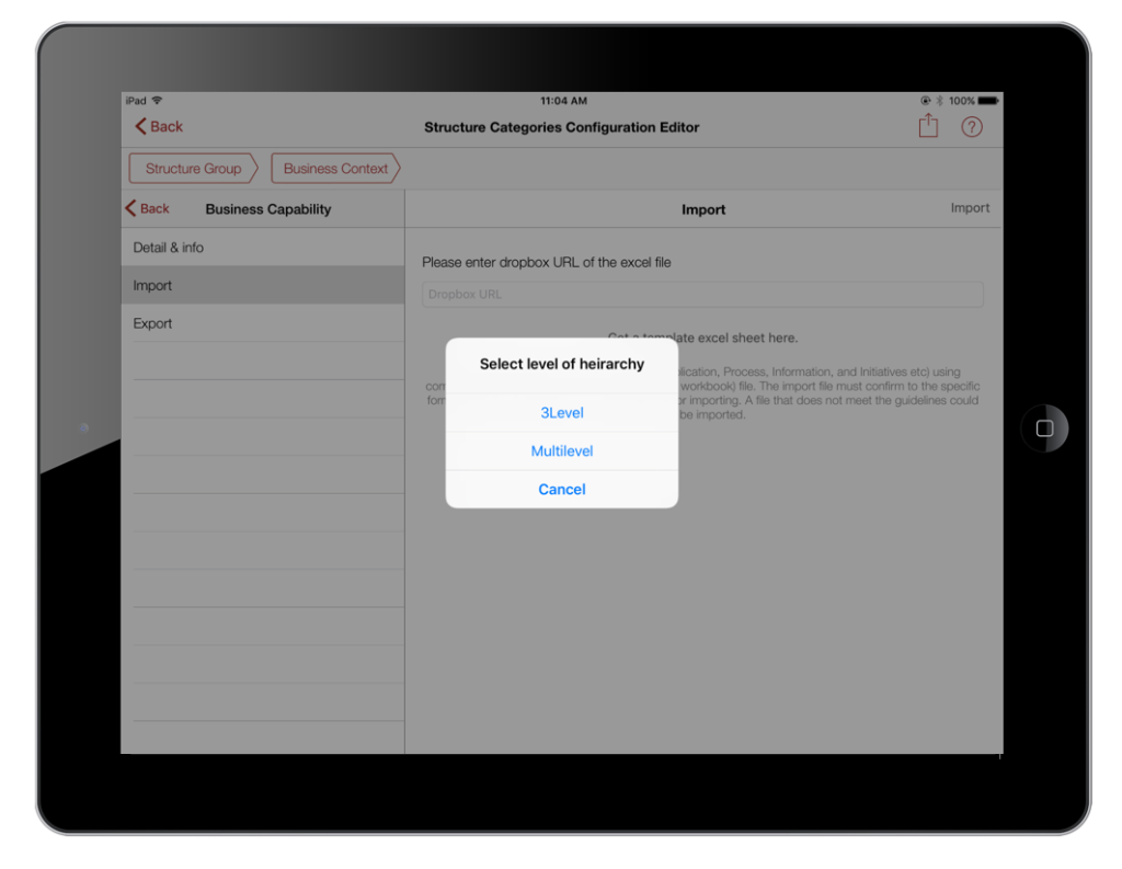 New multi level import feature for iPad Evolver Enterprise EvolverAn